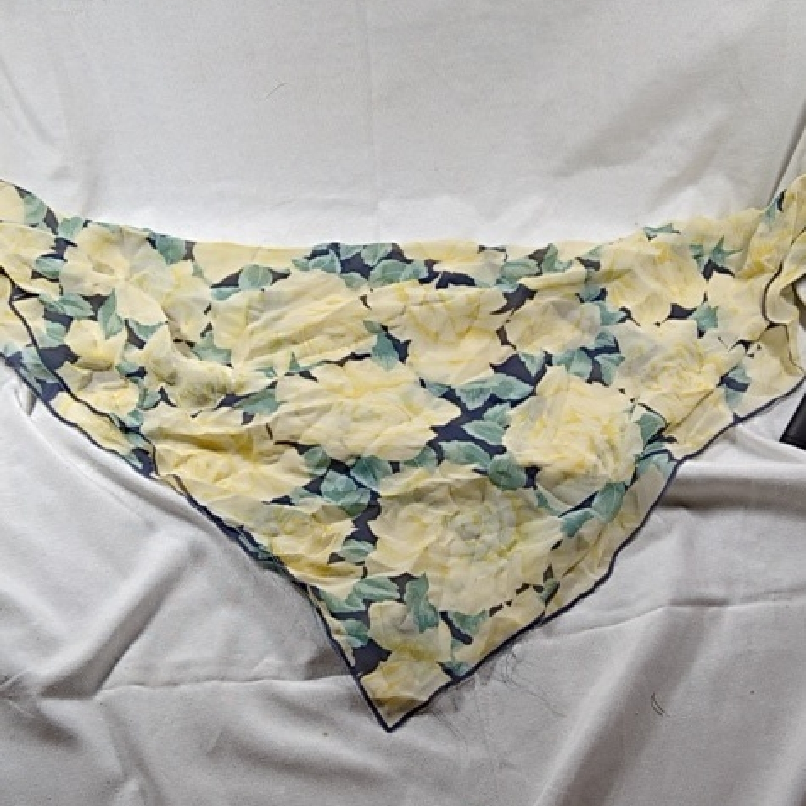 Floral Scarf With Yellow And Green Pattern